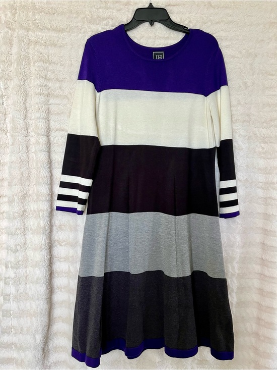 Dresses & Skirts - Jessica Howard Printed Colorblock Knit Dress in Purple, White & Gray (Size L)